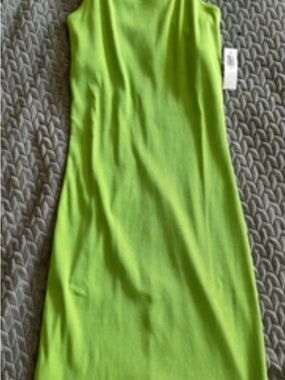 Old Navy Bright Lime Green Sleeveless Knit Dress